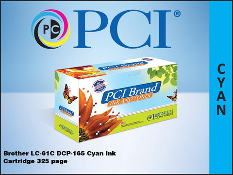 PCI Brand Brother LC-61C LC61C Cyan Inkjet Cartridge 325 Page Yield