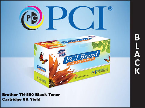 PCI Brand Brother TN850 TN-850 Black Toner Cartridge 8K Yield