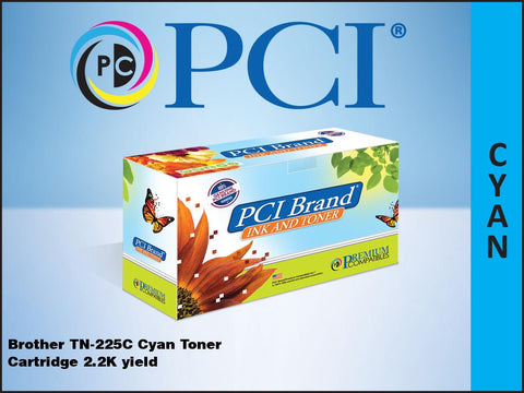 PCI Brand Brother TN225C TN-225C Cyan Toner Cartridge 2.2K Yield