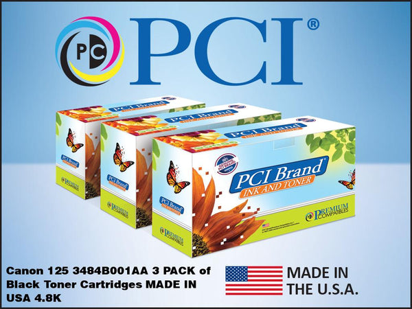 PCI Brand Canon 3484B001AA US 3PK Cartridge 125 Black Toner Cartridge 4.8K Yield