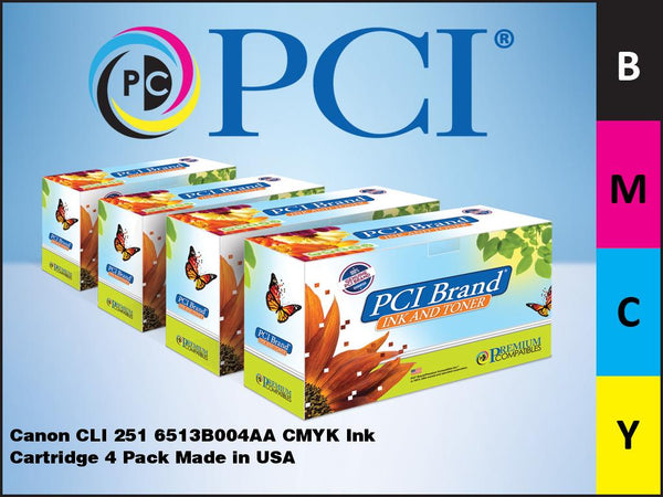 PCI Brand Canon CLI-2514PK 4 Pack B,M,C,Y Inkjet Cartridges