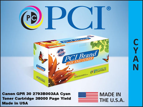 PCI Brand Canon 2793B003AA GPR-30 Cyan Toner Cartridge 38K Yield