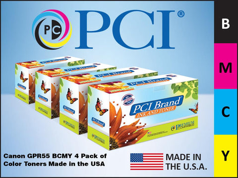 PCI Brand Canon GPR554PK GPR-55 4 Pack B,M,C,Y Toner Cartridges