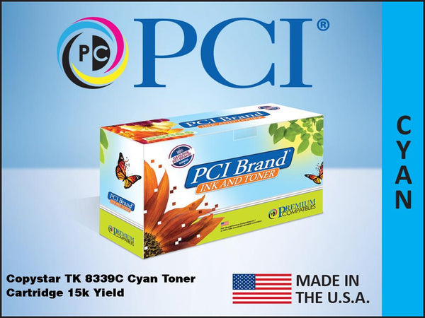 PCI Brand Copystar TK-8339C 1T02RLCCS0 Cyan Toner Cartridge 15K Yield
