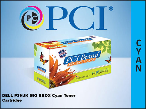 PCI Brand Dell 593-BBOX P3HJK, 4R6JN Cyan Toner Cartridge 3K Yield