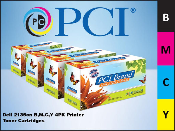 PCI Brand Dell 2135cn Bundle 4 Pack B,M,C,Y Toner Cartridges 2.5K Yield