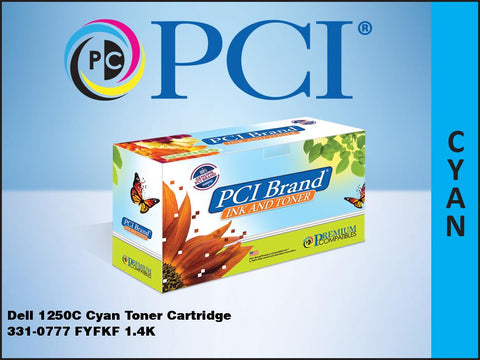 PCI Brand Dell 331-0777 FYFKF, C5GC3 Cyan Toner Cartridge 1.4K Yield