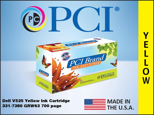 PCI Brand Dell 331-7380 GRW63, PT22F Yellow Inkjet Cartridge 700 Page Yield