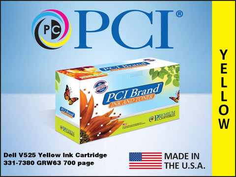 PCI Brand Dell 331-7380 GRW63, PT22F Yellow Inkjet Cartridge 700 Page Yield