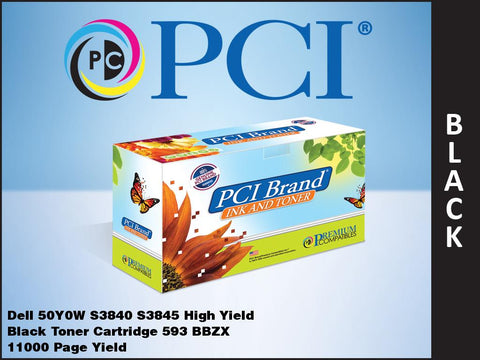 PCI Brand Dell 593-BBZX 50Y0W, YD3GK Black Toner Cartridge 11K Yield