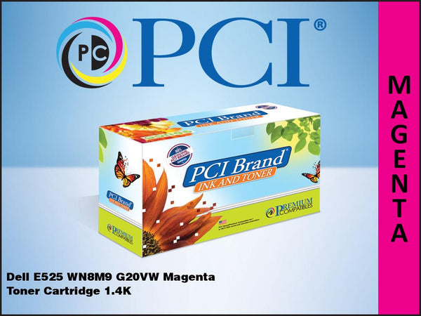 PCI Brand Dell 593-BBJV WN8M9, G20VW Magenta Toner Cartridge 1.4K Yield