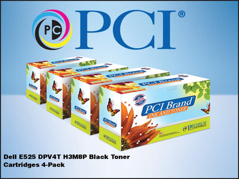 PCI Brand Dell 593-BBJX4PK H3M8P, DPV4T 4 Pack Black Toner Cartridges 8K Yield
