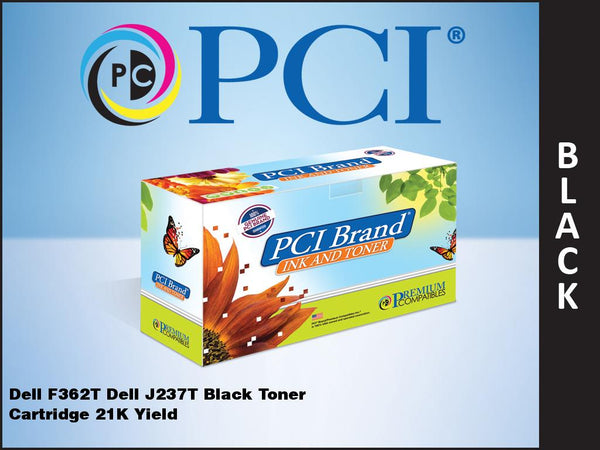 PCI Brand Dell F362T 330-6968, J237T Black Toner Cartridge 21K Yield
