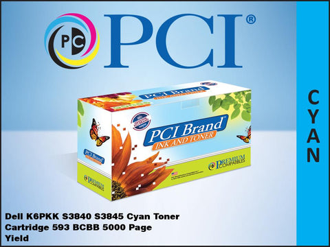 PCI Brand Dell 593-BCBB K6PKK, 779WT Cyan Toner Cartridge 9K Yield