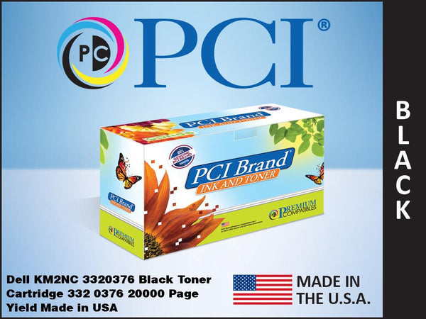 PCI Brand Dell 332-0376 34H27, KM2NC Black Toner Cartridge 20K Yield