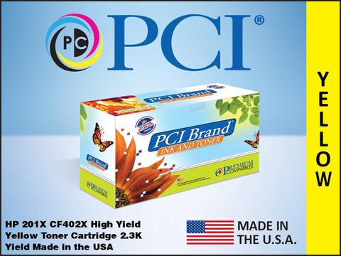 PCI Brand Xerox 006R03460 HP 201X CF402X Yellow Toner Cartridge 2.3K Yield