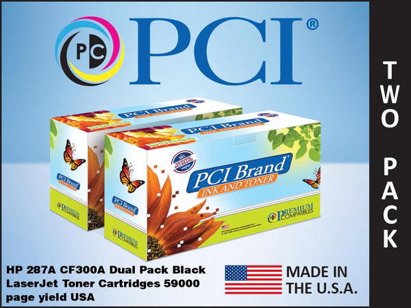 PCI Brand HP CF300AD 827A 2 Pack Black Toner Cartridges 59K Yield