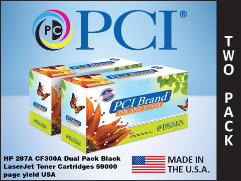 PCI Brand HP CF300AD 827A 2 Pack Black Toner Cartridges 59K Yield
