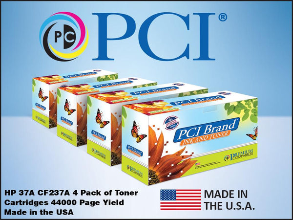 PCI Brand HP CF237A 37A 4-Pack Black Toner Cartridges Made in the USA