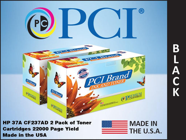 PCI Brand HP CF237A 37A 2-Pack Black Toner Cartridges Made in the USA