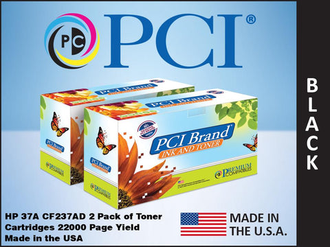 PCI Brand HP CF237A 37A 2-Pack Black Toner Cartridges Made in the USA
