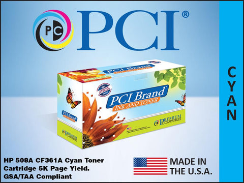 PCI Brand CF361A 508A Cyan Toner Cartridge Made in the USA