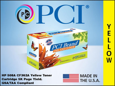 PCI Brand CF362A 508A Yellow Toner Cartridge Made in the USA