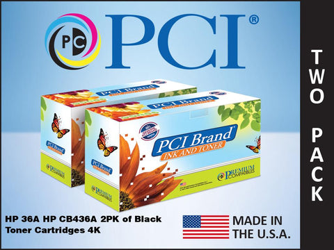 PCI Brand HP CB436D 36A 2 Pack Black Toner Cartridges 4K Yield