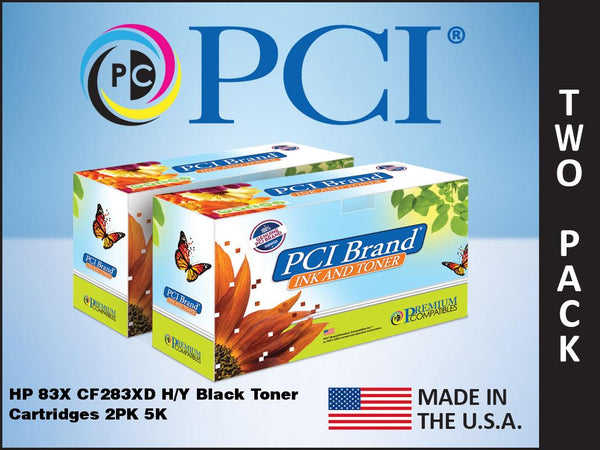PCI Brand HP CF283XD 83X 2 Pack Black Toner Cartridges 5K Yield