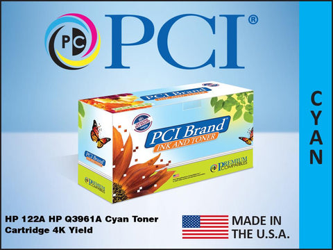 PCI Brand HP Q3961A 122A Cyan Toner Cartridge 4K Yield