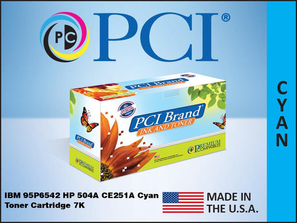 PCI Brand IBM 95P6542 HP 504A CE251A Cyan Toner Cartridge 7K Yield