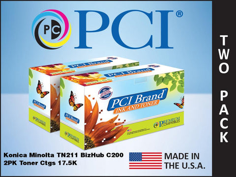 PCI Brand Konica Minolta 8938-413 TN211 2 Pack Black Toner Cartridges 35K Yield