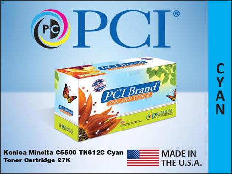 PCI Brand Konica Minolta TN612C A0VW435 Cyan Toner Cartridge 27K Yield