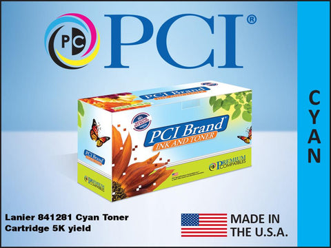PCI Brand Ricoh 841281 Cyan Toner Cartridge 5K Yield
