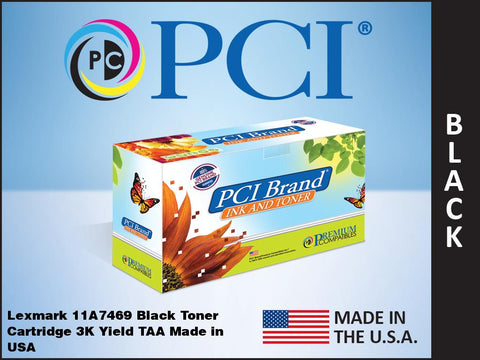 PCI Brand Lexmark 11A7469 Black Toner Cartridge 3K Yield