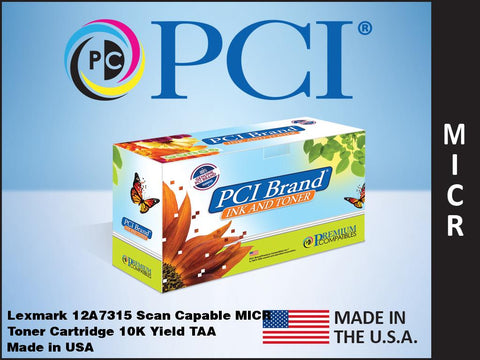 PCI Brand Lexmark 12A7315M Scan Capable MICR Toner Cartridge 10K Yield