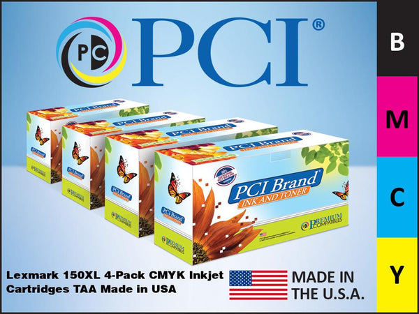 PCI Brand Lexmark 150XL 150XL 4 pack B,M,C,Y Inkjet Cartridges