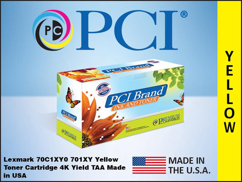 PCI Brand Lexmark 70C1XY0 Yellow Toner Cartridge 4K Yield