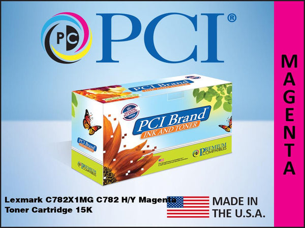PCI Brand Lexmark C782X1MG Magenta Toner Cartridge 15K Yield