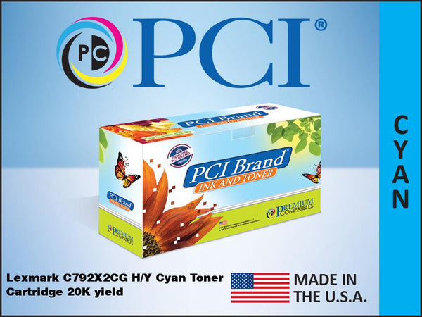 PCI Brand Lexmark C792X2CG Cyan Toner Cartridge 20K Yield