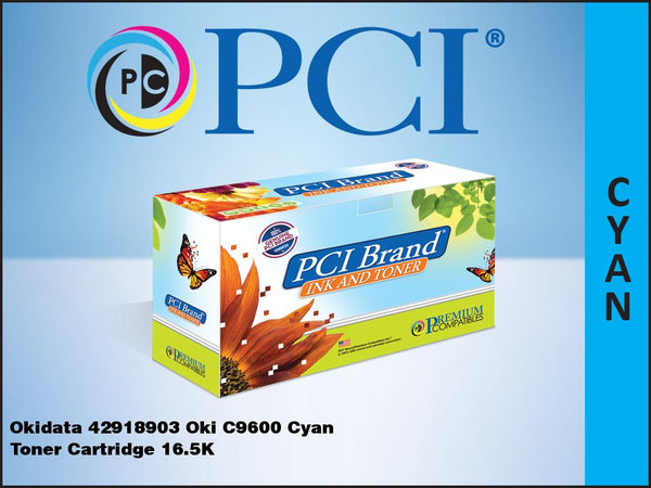 PCI Brand Okidata 42918903 Type C7 Cyan Toner Cartridge 16.5K Yield