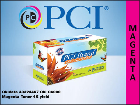 PCI Brand Okidata 43324467 Magenta Toner Cartridge 4K Yield