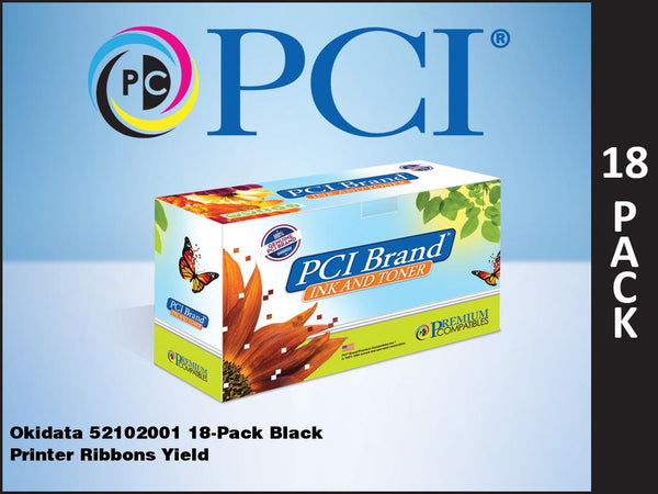 PCI Brand Okidata 52102001SB-18 18 Pack Black Ribbons