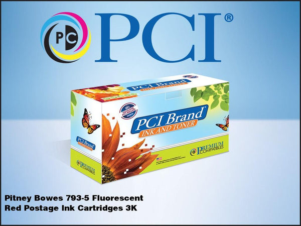 PCI Brand Pitney Bowes 793-5 Fluorescent Red Inkjet Cartridge 3K Yield