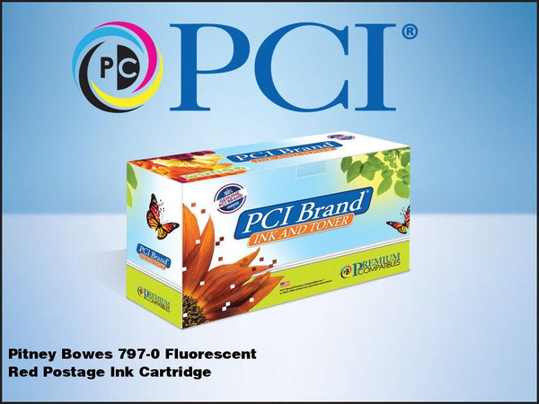 PCI Brand Pitney Bowes 797-0 Fluorescent Red Inkjet Cartridge