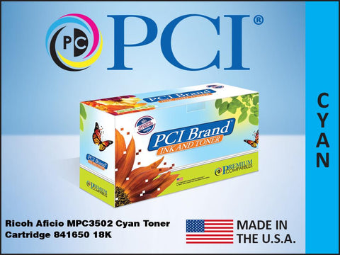 PCI Brand Ricoh 841650 Cyan Toner Cartridge 18K Yield