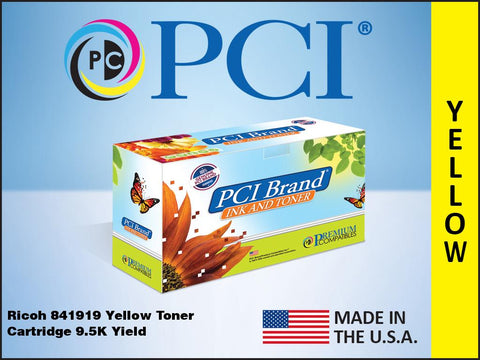 PCI Brand Ricoh 841919 Yellow Toner Cartridge 9.5K Yield