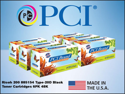 PCI Brand Ricoh 885154 6 Pack Black Toner Cartridges 48K Yield