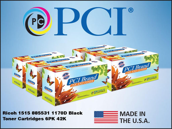 PCI Brand Ricoh 885531 6 Pack Black Toner Cartridges 42K Yield