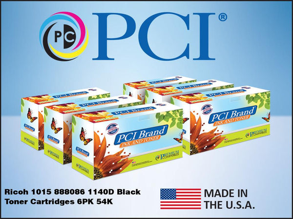 PCI Brand Ricoh 888086 6 Pack Black Toner Cartridges 54K Yield